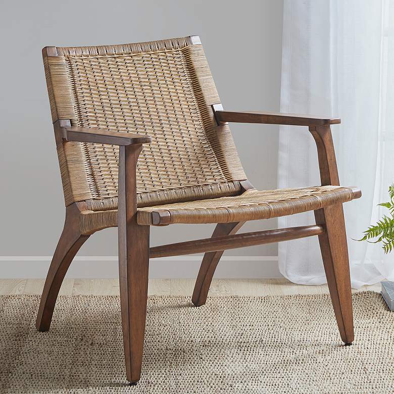 Image 1 Blakeley Natural Rattan Camel Oak Wood Accent Chair