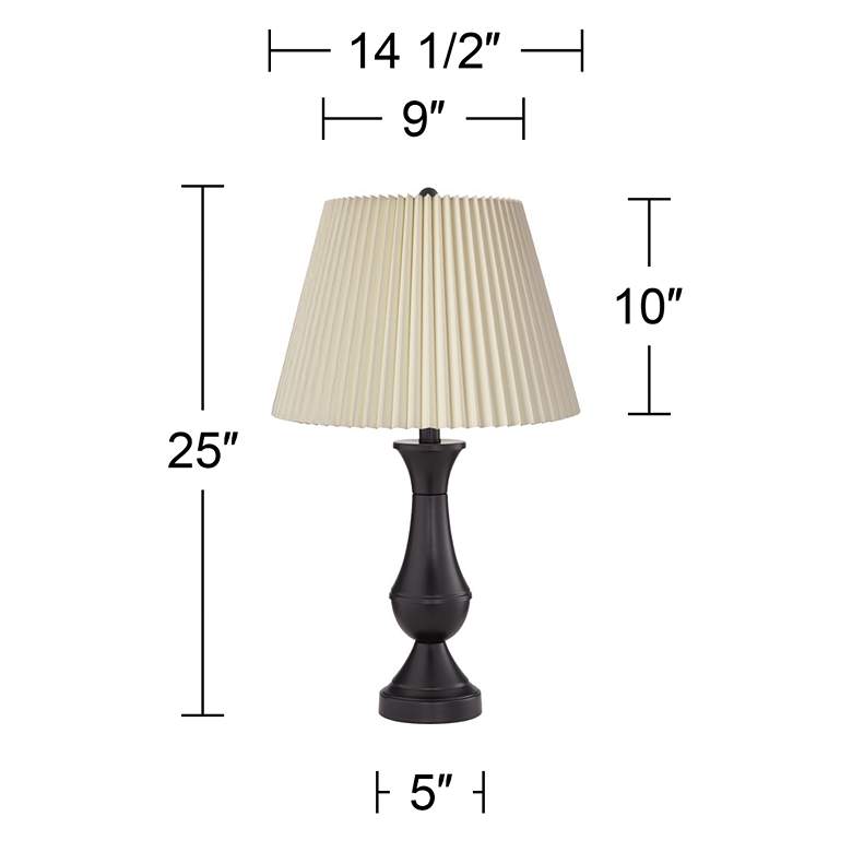 Image 6 Blakely Bronze LED Touch Lamps with USB Ports and Pleated Shades- Set of 2 more views