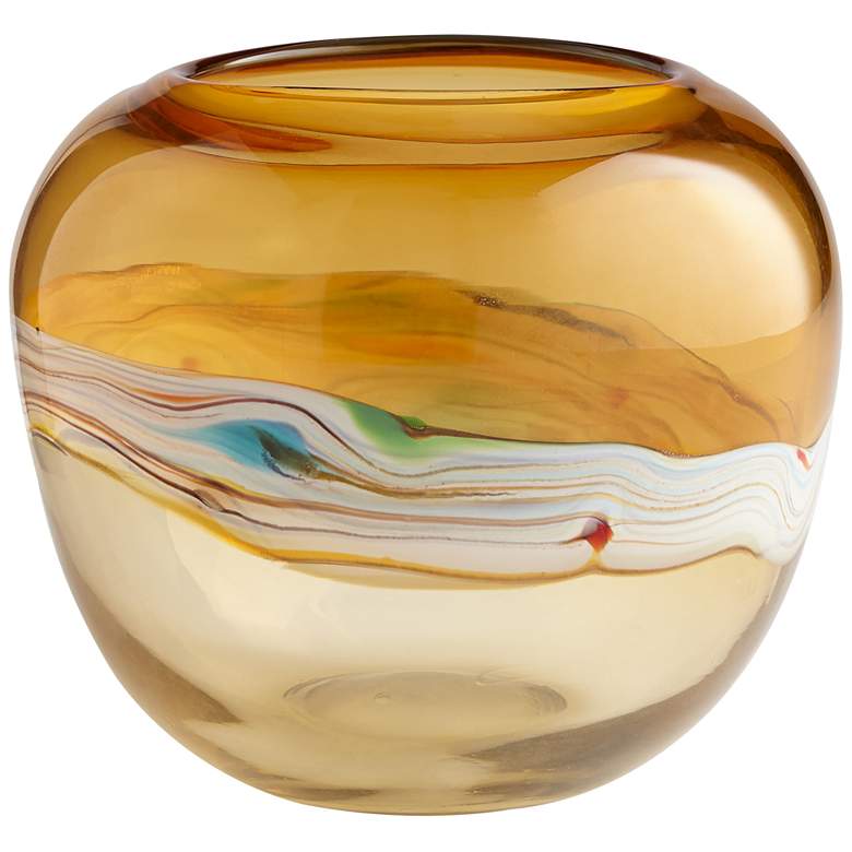 Image 1 Blanch Large 10 inch High Amber Art Glass Modern Vase