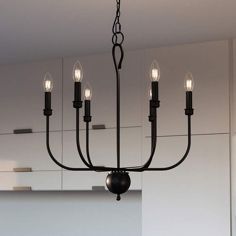 Image 1 Blanche 22W 26H 6 Light Black Chandelier