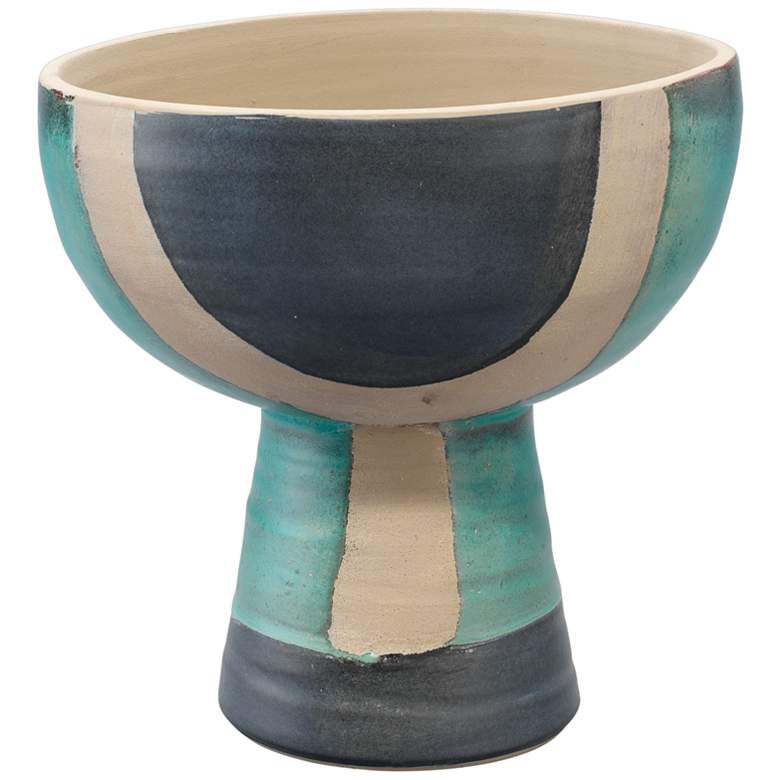 Image 1 Blanche 8 1/2" High Black Aqua Natural Decorative Vessel