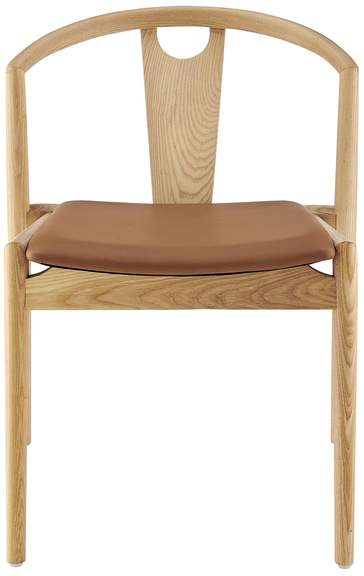 Blanche Natural Wood Side Chair with Tan Seat