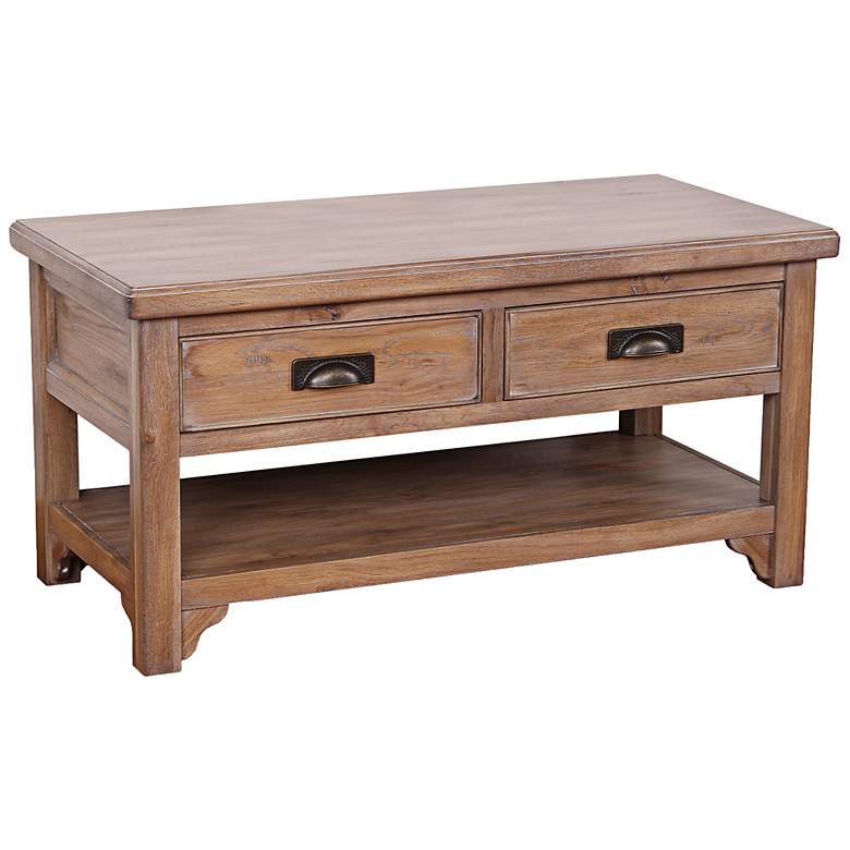 Image 1 Blanched Oak Wood Storage Coffee Table