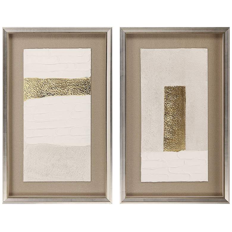 Image 1 Blanco Pluma III 24"W x 39"H Framed Art Set of 2
