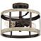 Blantyre 12"W Bronze and Wood 2-Light Ceiling Light
