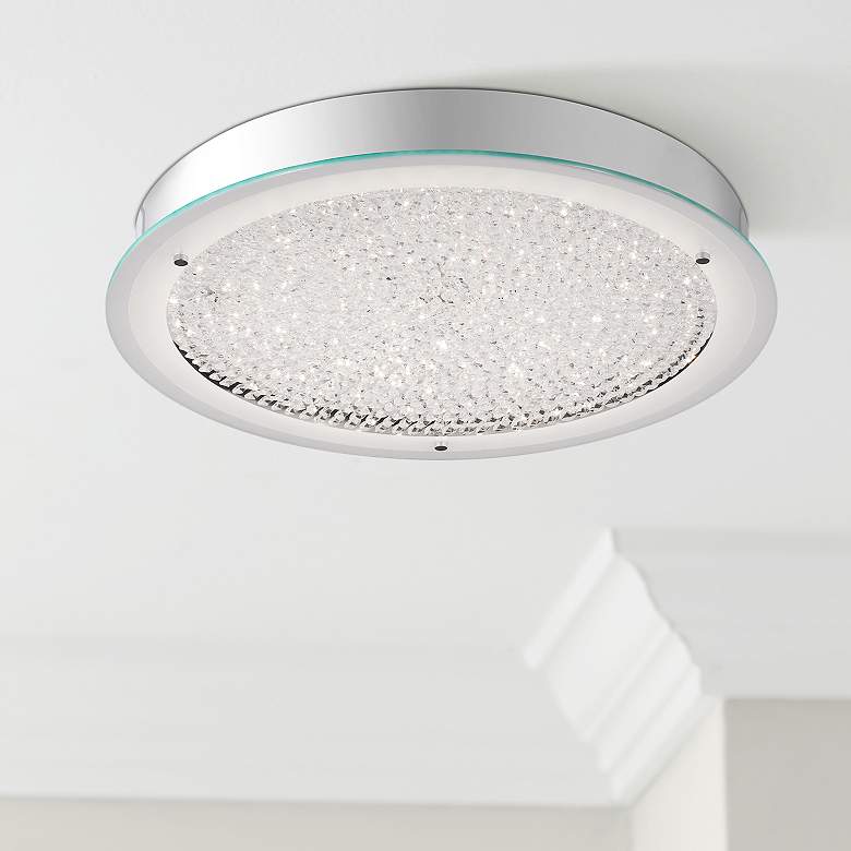 Image 1 Blaze 20 1/2"W Polished Chrome Crystal LED Ceiling Light