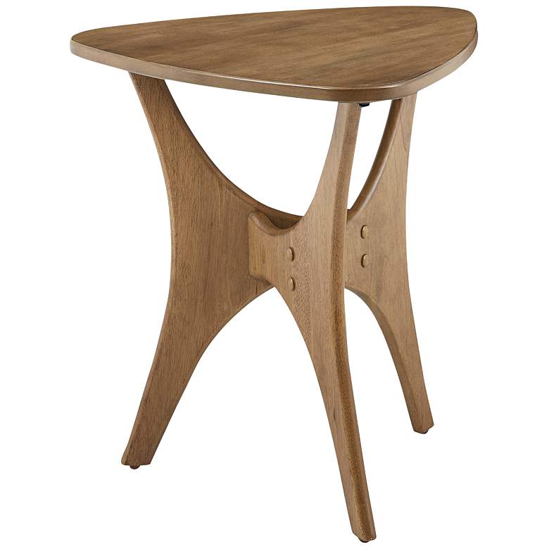 Image 2 Blaze 21" Wide Natural Elm Brown Wood Triangular Modern Side Table