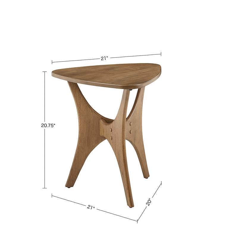 Image 7 Blaze 21 inch Wide Natural Elm Brown Wood Triangular Modern Side Table more views