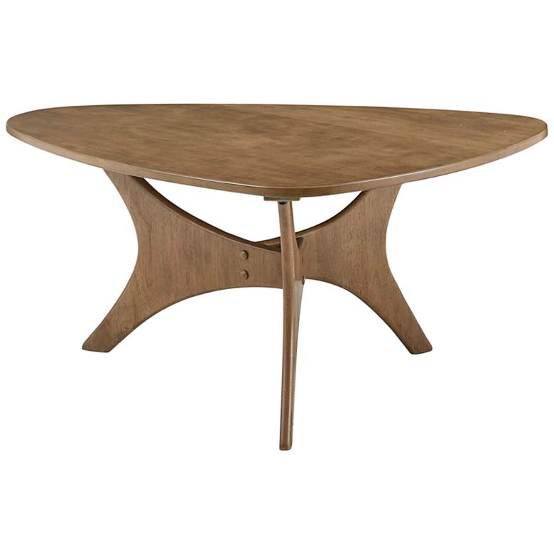 Image 6 Blaze 40"W Natural Elm Brown Wood Triangular Modern Coffee Table more views
