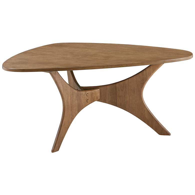 Image 7 Blaze 40"W Natural Elm Brown Wood Triangular Modern Coffee Table more views