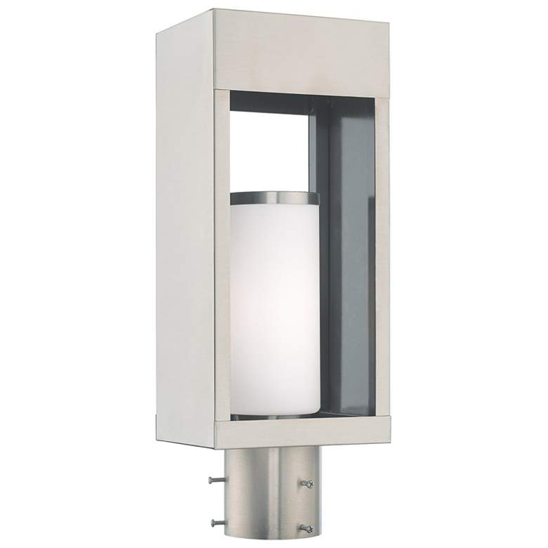 Image 1 Bleecker 1 Light Brushed Nickel Outdoor Post Top Lantern