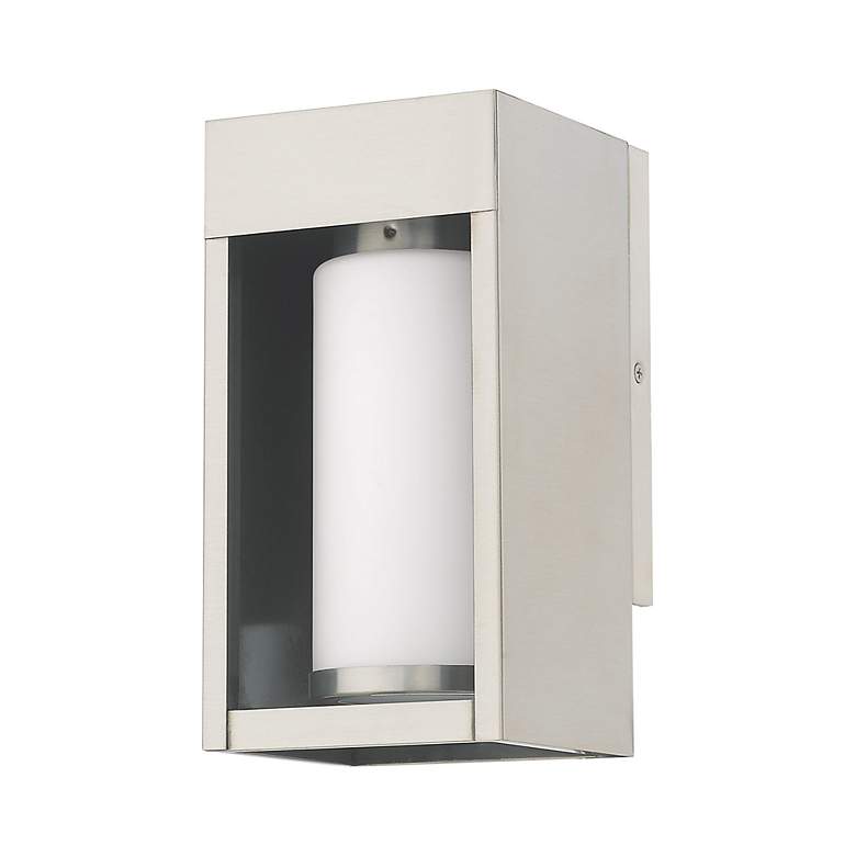 Image 3 Bleecker 1 Light Brushed Nickel Outdoor Wall Lantern more views