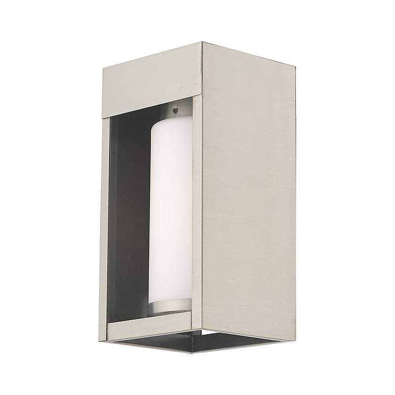 Image 6 Bleecker 1 Light Brushed Nickel Outdoor Wall Lantern more views