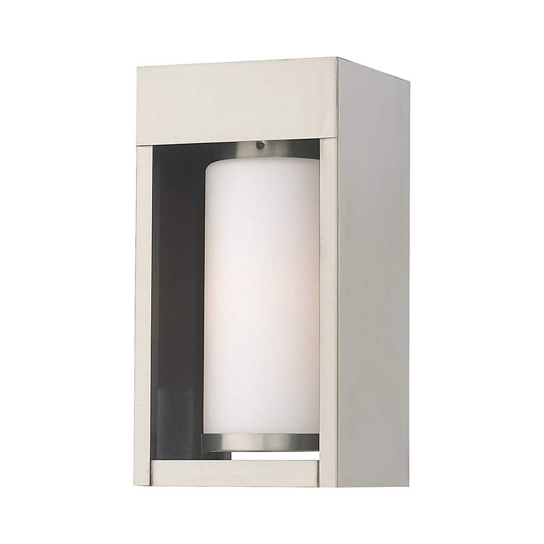 Image 7 Bleecker 1 Light Brushed Nickel Outdoor Wall Lantern more views