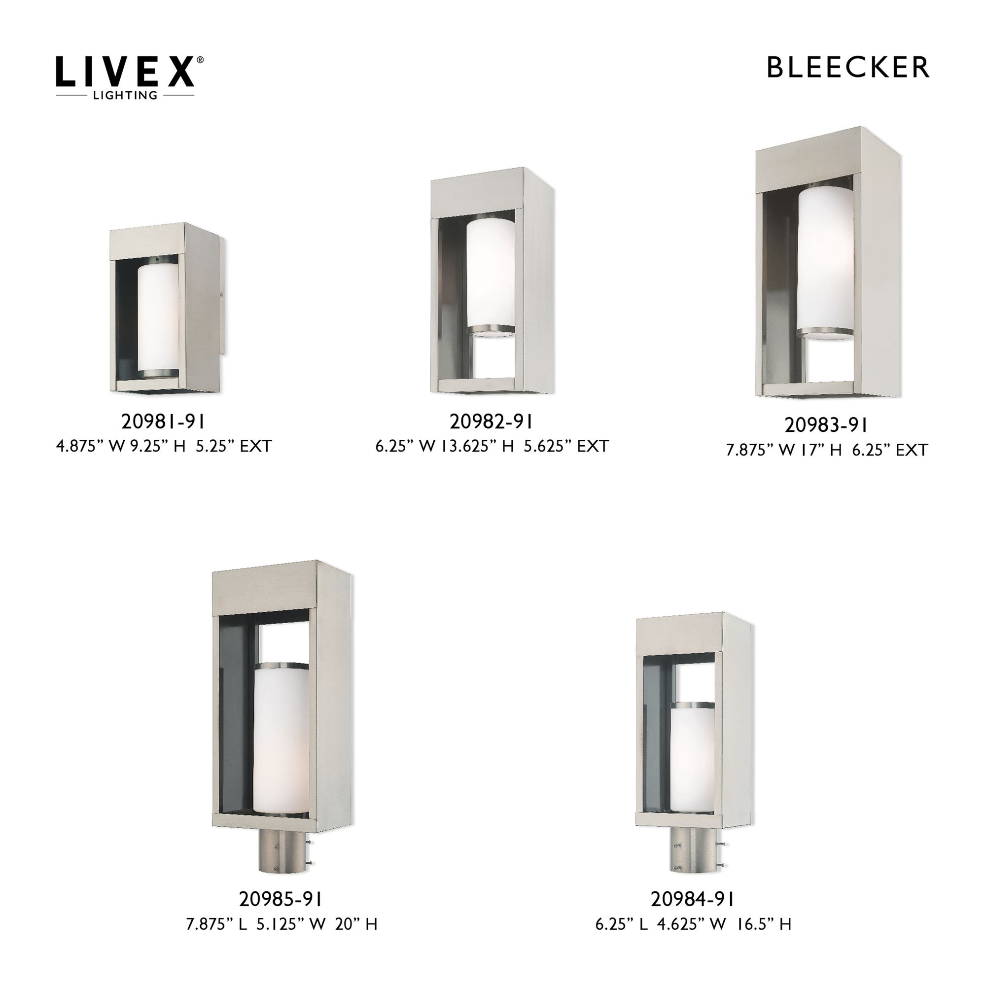 Bleecker 1 Light Brushed Nickel Outdoor Wall Lantern