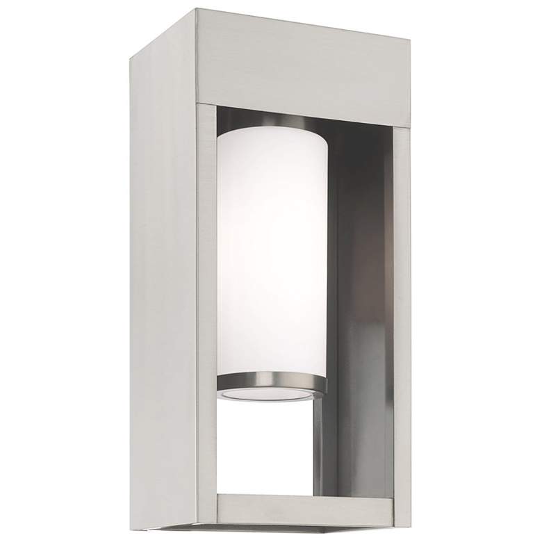 Image 1 Bleecker 1 Light Brushed Nickel Outdoor Wall Lantern