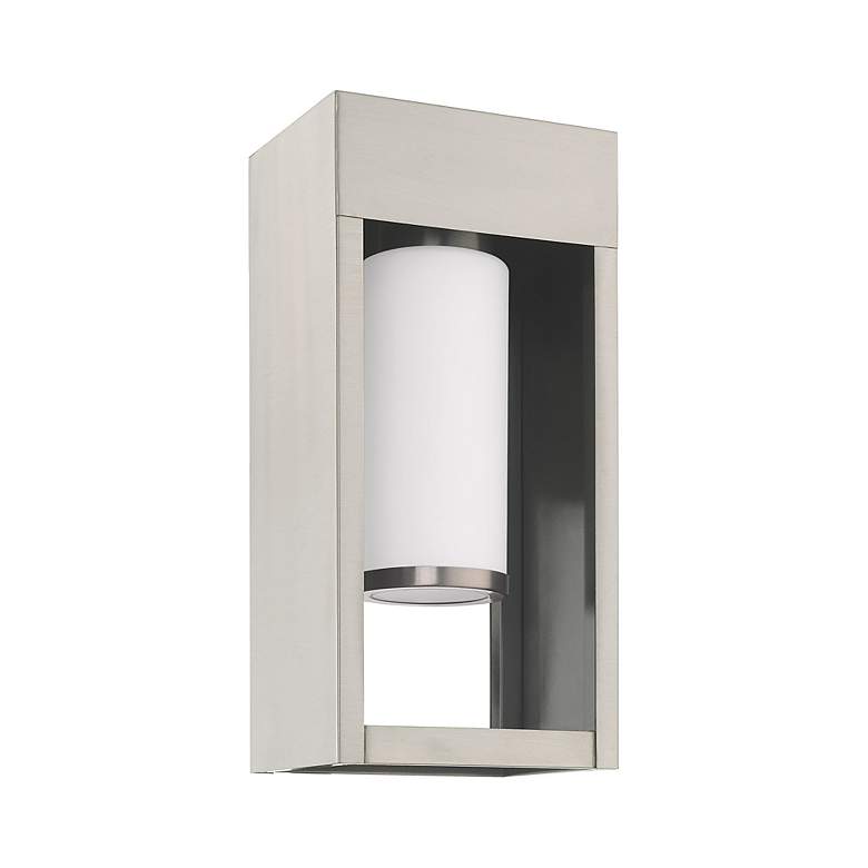 Image 3 Bleecker 1 Light Brushed Nickel Outdoor Wall Lantern more views