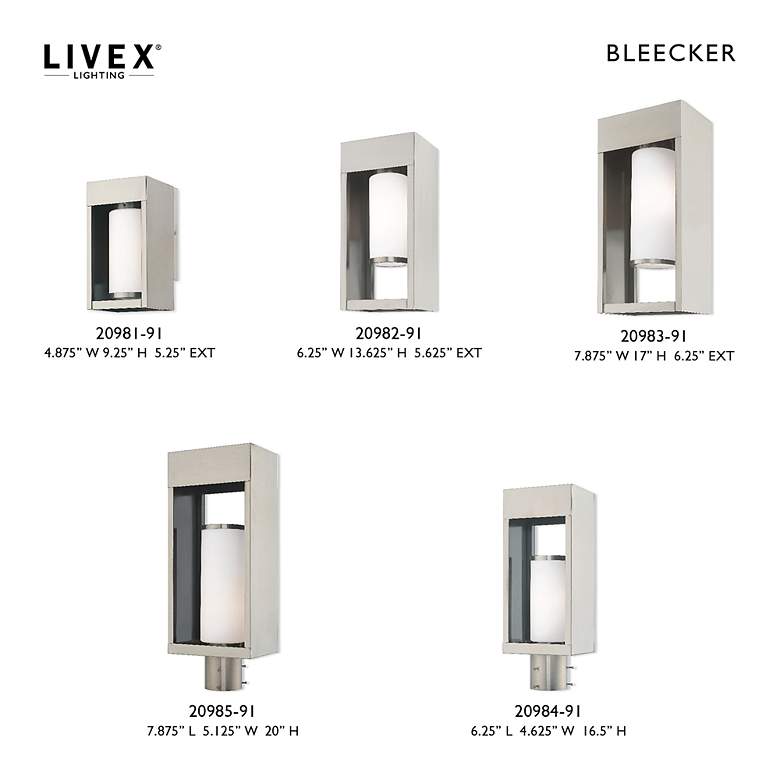 Image 3 Bleecker 1 Light Brushed Nickel Outdoor Wall Lantern more views