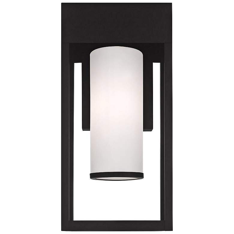 Image 1 Bleecker 17 inch High Black Outdoor Lantern Wall Light