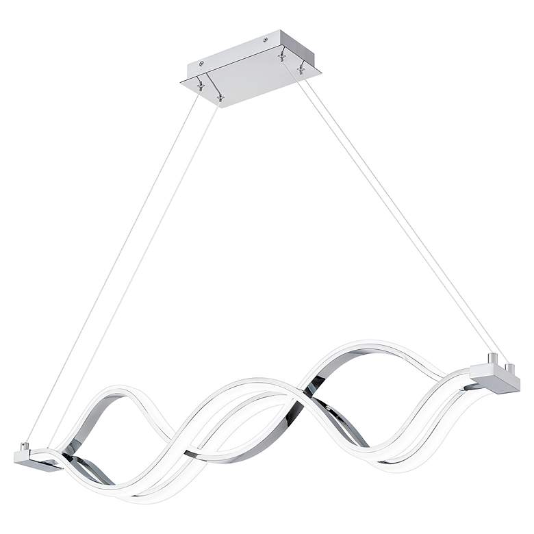 Image 4 Bleecker 38 3/4" Wide Polished Chrome LED Island Chandelier more views