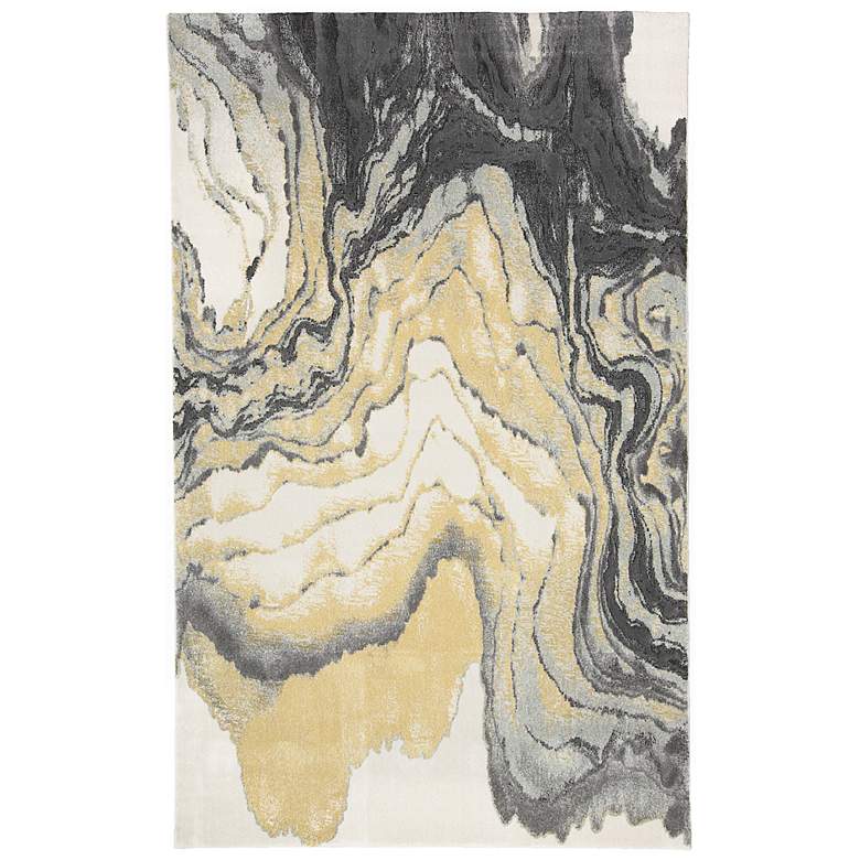 Image 2 Bleecker 6173602 5'x8' Gray and Yellow Watercolor Area Rug