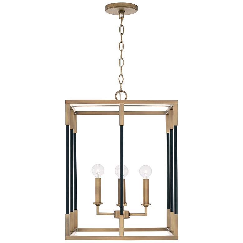 Image 2 Bleeker 16" Wide Aged Brass and Black 4-Light Foyer Pendant