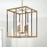 1_Bleeker 16" Wide Aged Brass and Black 4-Light Foyer Pendant