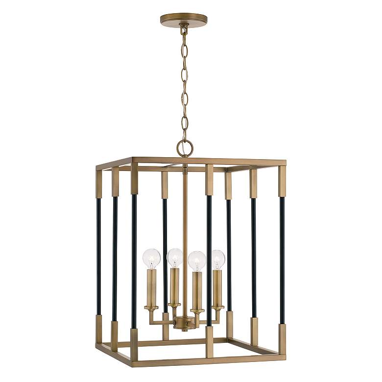 Image 4 Bleeker 16" Wide Aged Brass and Black 4-Light Foyer Pendant more views
