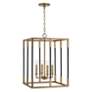 4_Bleeker 16" Wide Aged Brass and Black 4-Light Foyer Pendant more views