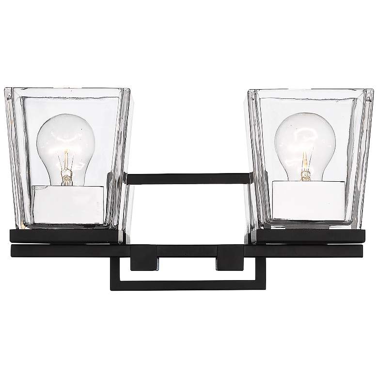 Image 2 Bleeker Street 14" Wide Matte Black and Chrome 2-Light Bath Light