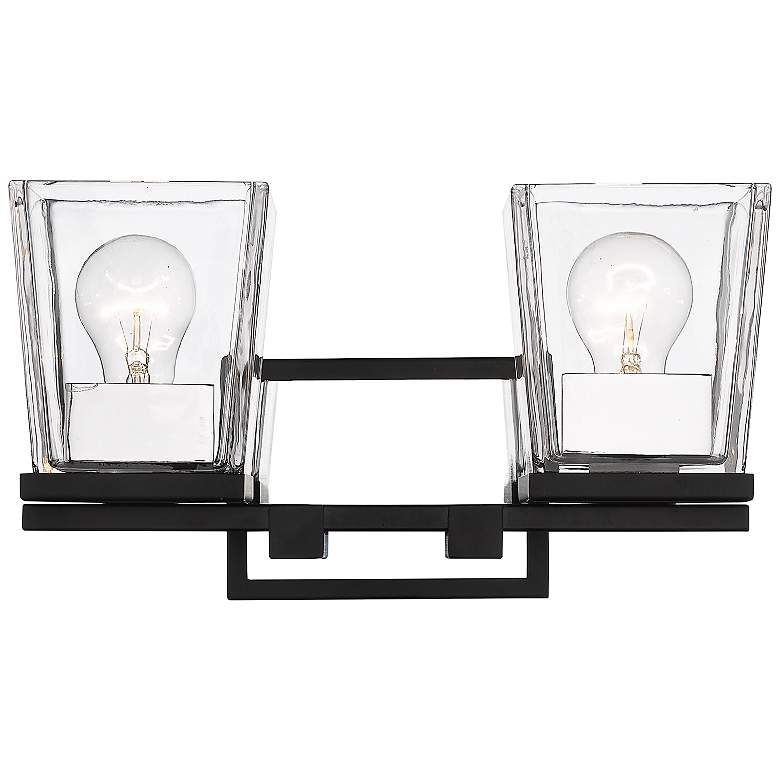 Image 2 Bleeker Street 14 inch Wide Matte Black and Chrome 2-Light Bath Light