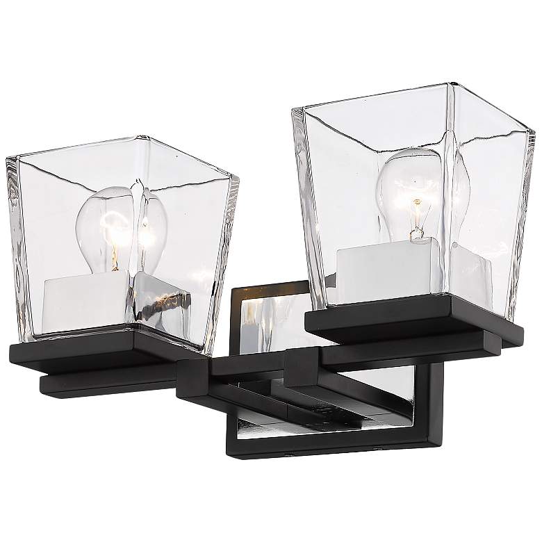 Image 4 Bleeker Street 14" Wide Matte Black and Chrome 2-Light Bath Light more views