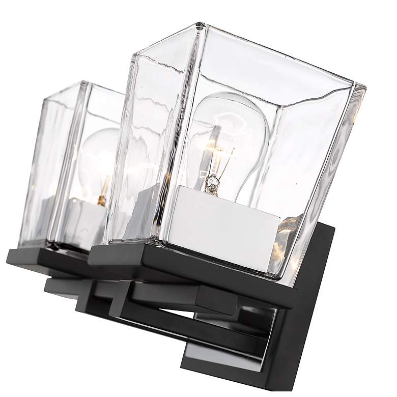 Image 5 Bleeker Street 14" Wide Matte Black and Chrome 2-Light Bath Light more views
