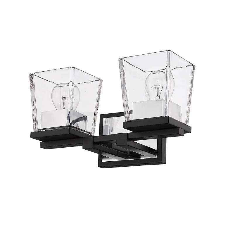 Image 6 Bleeker Street 14" Wide Matte Black and Chrome 2-Light Bath Light more views