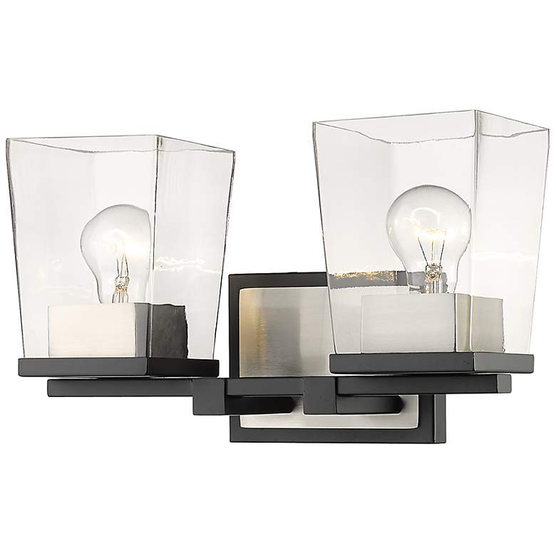 Image 2 Bleeker Street 14 inchW Matte Black and Brushed Nickel 2-Light Bath Light