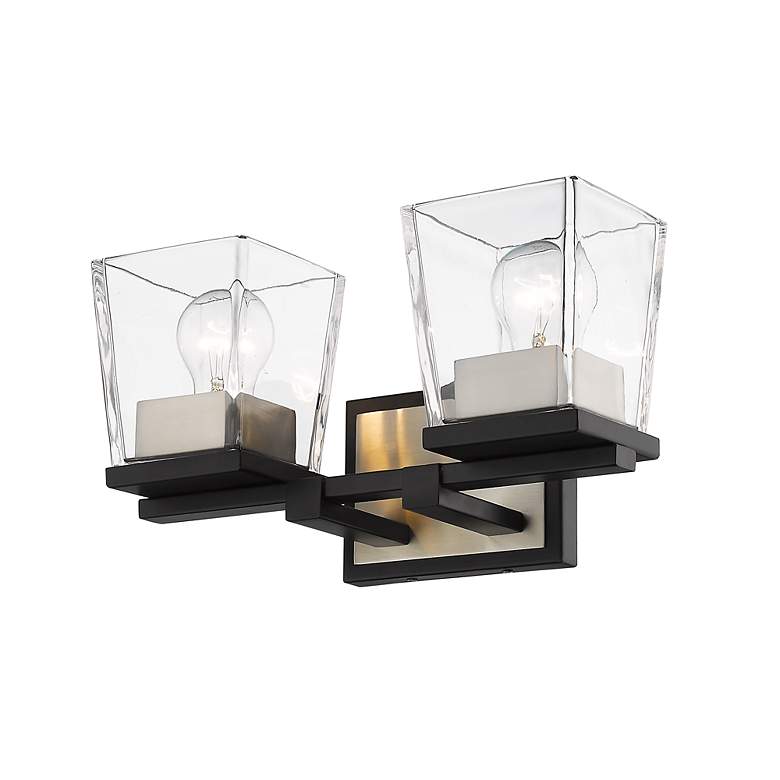 Image 3 Bleeker Street 14"W Matte Black and Brushed Nickel 2-Light Bath Light more views