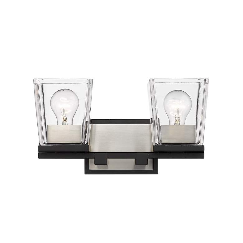 Image 4 Bleeker Street 14"W Matte Black and Brushed Nickel 2-Light Bath Light more views