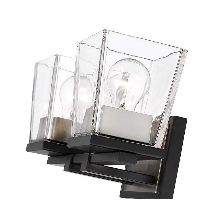 Image 5 Bleeker Street 14"W Matte Black and Brushed Nickel 2-Light Bath Light more views