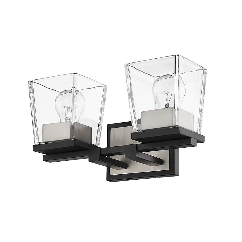 Image 6 Bleeker Street 14"W Matte Black and Brushed Nickel 2-Light Bath Light more views