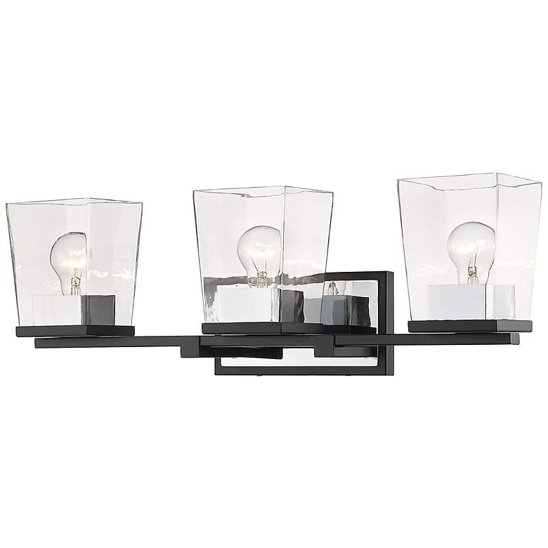 Image 2 Bleeker Street 25" Wide Matte Black and Chrome 3-Light Bath Light