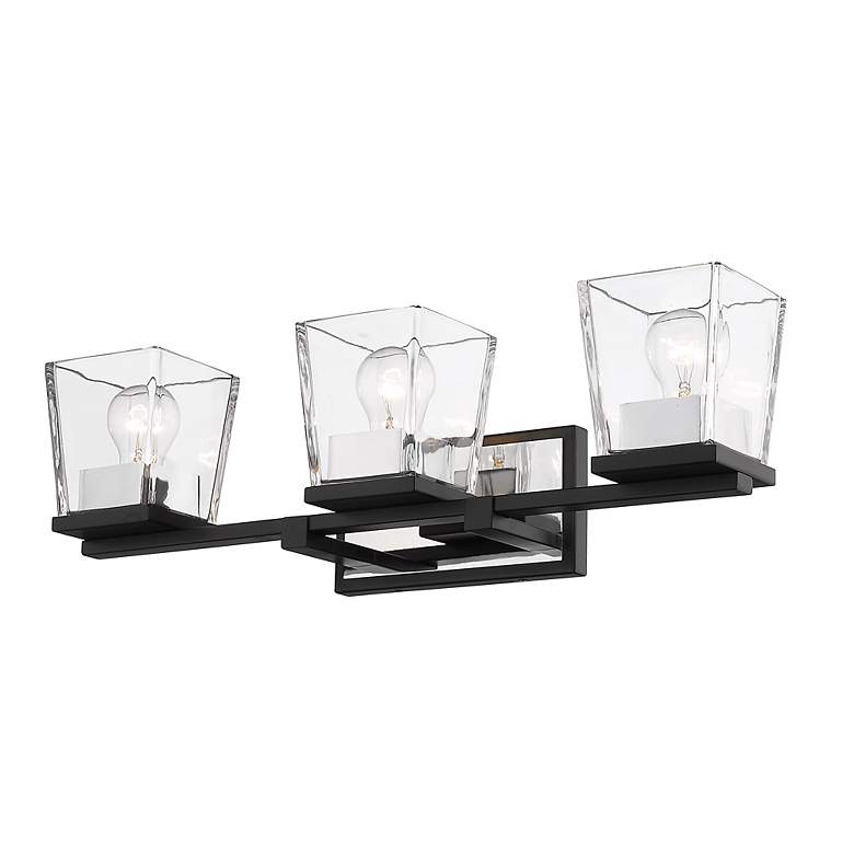 Image 3 Bleeker Street 25" Wide Matte Black and Chrome 3-Light Bath Light more views