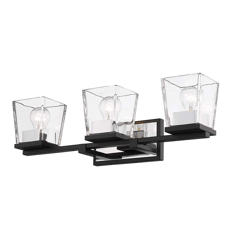 Image 3 Bleeker Street 25 inch Wide Matte Black and Chrome 3-Light Bath Light more views