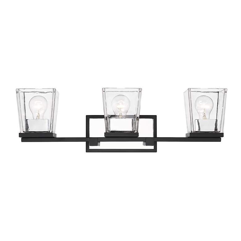 Image 4 Bleeker Street 25" Wide Matte Black and Chrome 3-Light Bath Light more views