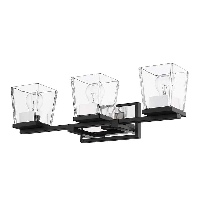 Image 6 Bleeker Street 25" Wide Matte Black and Chrome 3-Light Bath Light more views