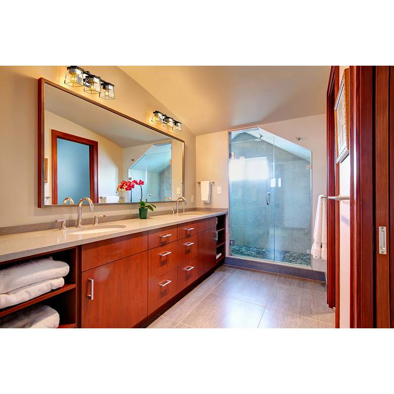 Image 7 Bleeker Street 25" Wide Matte Black and Chrome 3-Light Bath Light more views