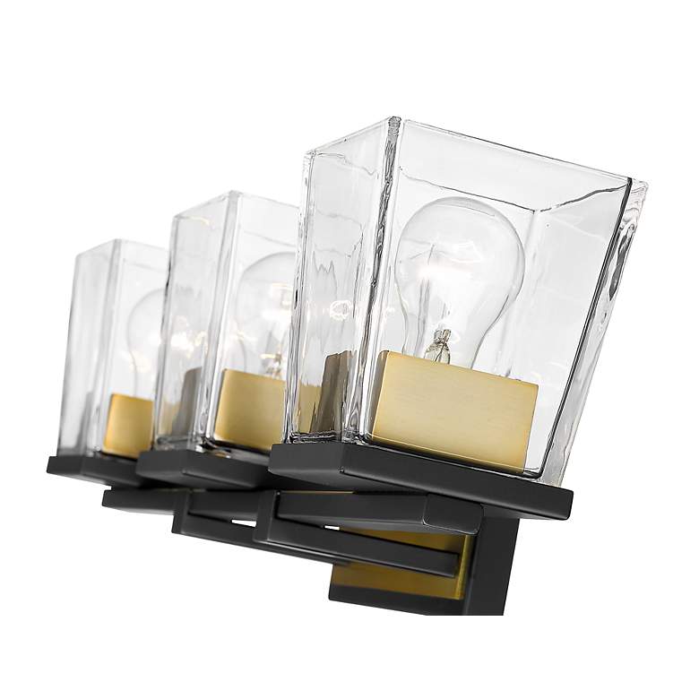 Image 5 Bleeker Street 25" Wide Matte Black and Olde Brass 3-Light Bath Light more views