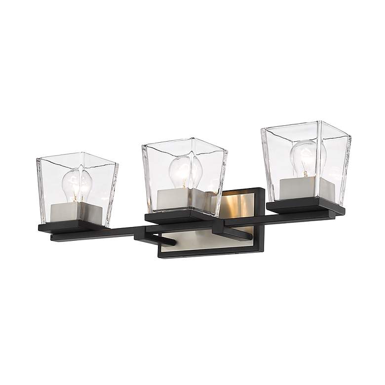 Image 3 Bleeker Street 25 inchW Matte Black and Brushed Nickel 3-Light Bath Light more views