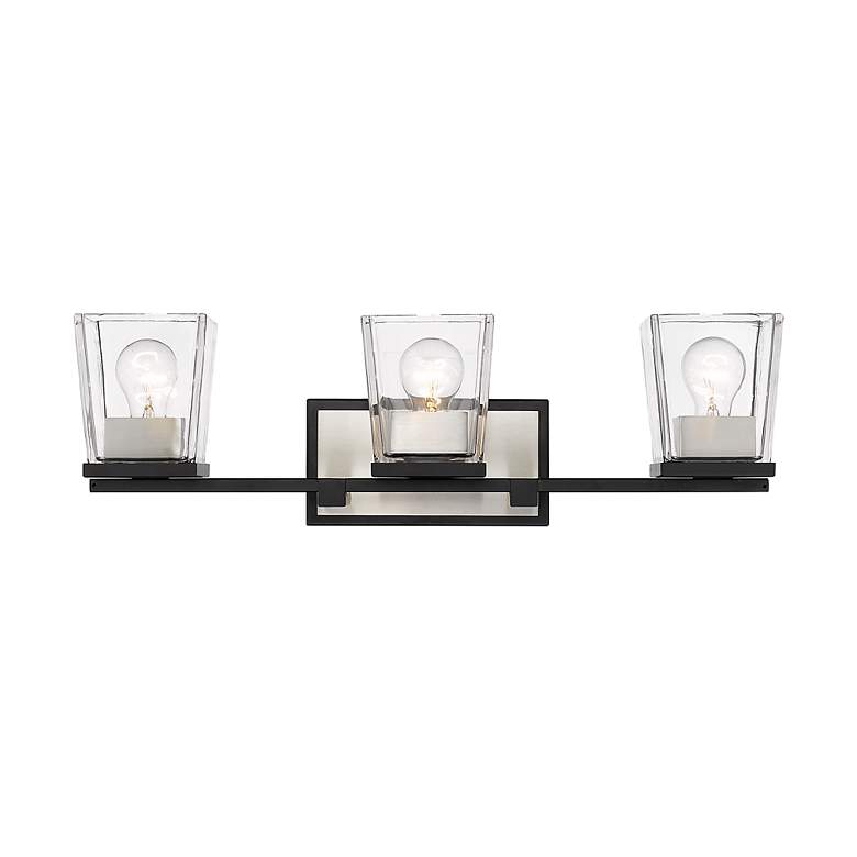 Image 4 Bleeker Street 25"W Matte Black and Brushed Nickel 3-Light Bath Light more views
