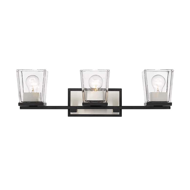 Image 4 Bleeker Street 25 inchW Matte Black and Brushed Nickel 3-Light Bath Light more views