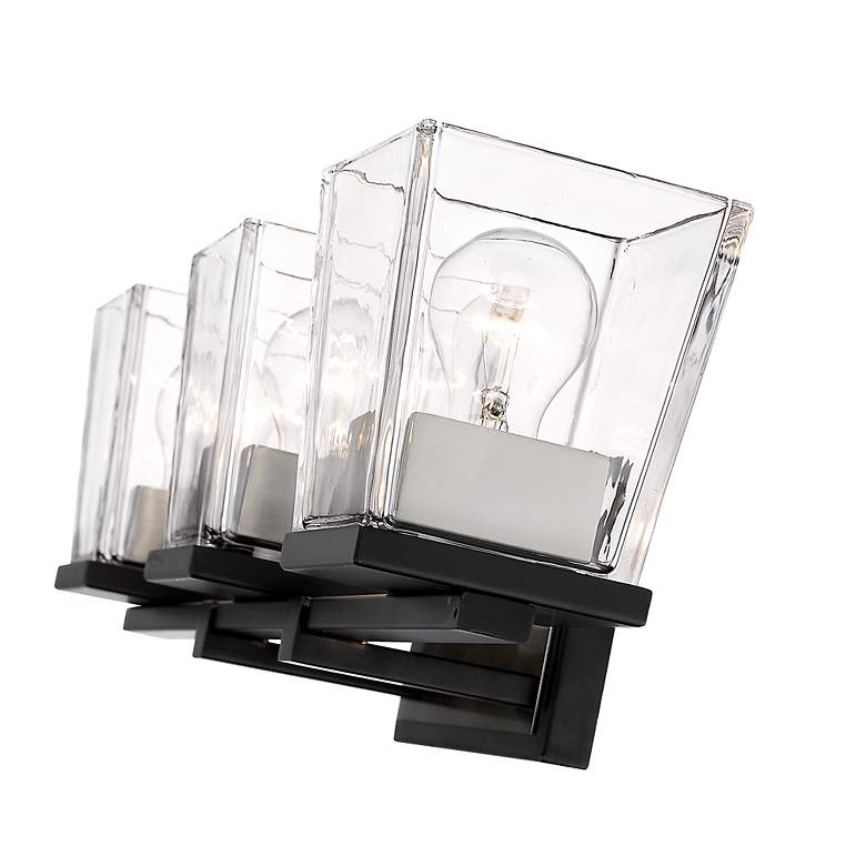 Image 5 Bleeker Street 25"W Matte Black and Brushed Nickel 3-Light Bath Light more views